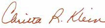Christa R. Klein's signature